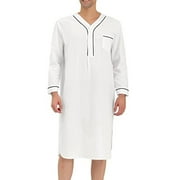 JGTDBPO Kaftan Robe for Men on Clearance Men's Nightshirt Casual Long Sleeve Button Down Loose Sleep Shirt Thobe Muslims Dresses Side Split Gown Shirt Soft Comfy Nightgown